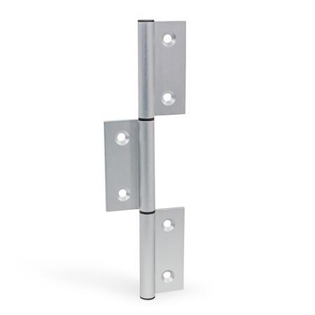 Triple Leaf Hinges GN 2295: Aluminum, for Profile Systems / Panel Elements, with Extended Outer Leafs