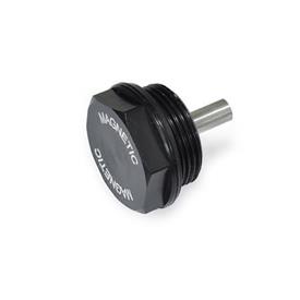 GN 738.1 Aluminum Magnetic Threaded Plugs, Resistant up to 356 °F, Black Anodized Finish 