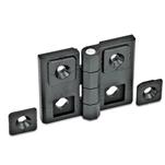 Technopolymer Plastic Hinges, Adjustable, with Alignment Bushings