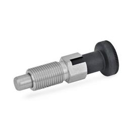 GN 717 Stainless Steel Indexing Plungers, Lock-Out and Non Lock-Out, with Knob Type: C - Lock-out, without lock nut<br />Material: NI - Stainless steel