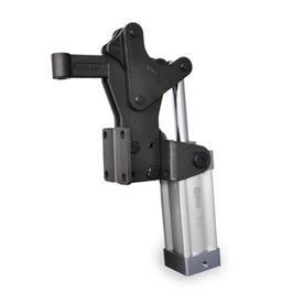 GN 962 Steel Heavy Duty Pneumatic Toggle Clamps, with Vertical Mounting Base, with Magnetic Piston Type: EPV - Clamping arm with bushing
