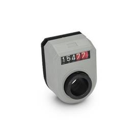 EN 953 Technopolymer Plastic Digital Position Indicators, 5 Digit Display, Steel Shaft Receptacle Installation (front view): FN - In the front, above<br />Color: BL - Blue, RAL 5005