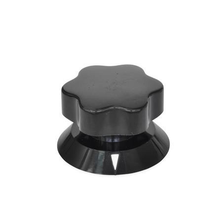  VBI Plastic Six-Lobed Control Knobs, with Flanged Base 