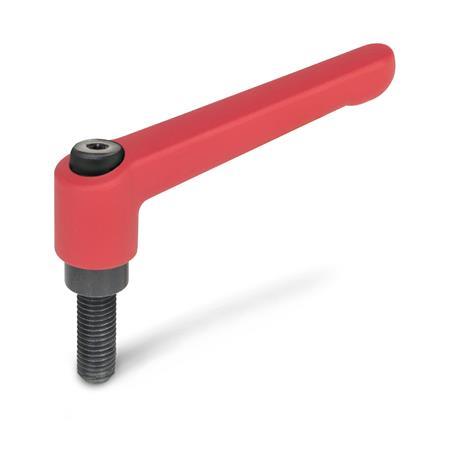 Adjustable Levers GN 300: Zinc Die-Cast, Threaded Stud Type, with Blackened Steel Components