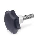 Technopolymer Plastic Star Knobs, with Protruding Stainless Steel Hub