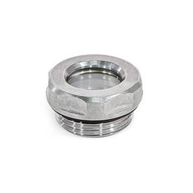 GN 743.10 Stainless Steel AISI 316L Fluid Sight Glasses, with ESG Safety Glass, Resistant up to 356 °F Type: B - Without reflector