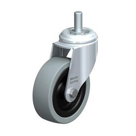  LKRA-VPA Steel Light Duty Gray Rubber Wheel Swivel Casters, with Bolt Hole or Threaded Stud Mounting, Heavy Bracket Series Type: G-GS - Plain bearing with threaded stem