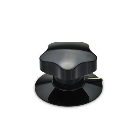EN 5338 Plastic Five-Lobed Control Knobs, with Pointer, with or without Flanged Base Type: S - With face and pointer