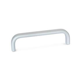 GN 668 Jaladeras en «U» para gabinete de aluminio, con agujeros roscados o placas superiores de montaje Tipo: A - Montaje por la parte posterior (orificio ciego roscado)<br />Acabado: SR - Plateado, RAL 9006, acabado texturizado