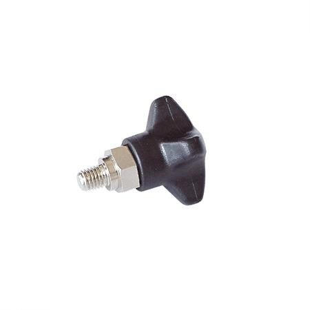 Bouton étoile avec bossage hexagonal en laiton nickelé AN 5662: Type goujon