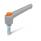WN 303.2 Plastic Adjustable Levers, Threaded Stud Type, with Zinc Plated Steel Components, with Push Button Lever color: GS - Gray, RAL 7035, textured finish
Push button color: O - Orange, RAL 2004