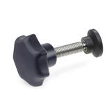 Technopolymer Plastic Star Knobs, with Stainless Steel Threaded Stud, with Swivel Thrust Pad