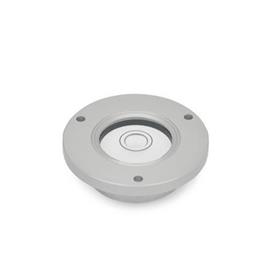 GN 2277 Aluminum, Bull's Eye Spirit Levels, with Mounting Flange Type: B - Mounting flange for inserting (collar)<br />Material / Finish: ALN - Anodized finish, natural color