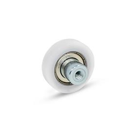 GN 753.1 Plastic Guide Rollers, with Ball Bearing Type: KV - Convex<br />Identification no.: 3 - Stud with internal thread