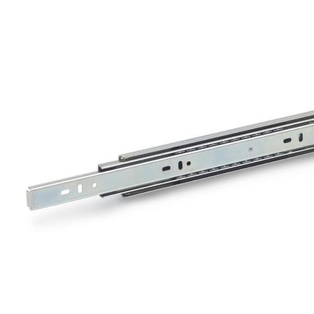 Telescopic Slides GN 1412: Steel, with Full Extension and Self-Retracting Mechanism, Load Capacity up to 96 lbf