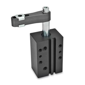 GN 875 Aluminum Pneumatic Swing Clamps, Rectangular Block Style Type: A - Clamping arm with slotted hole and two flanged washers