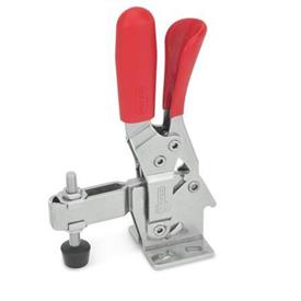 GN 810.3 Stainless Steel Vertical Acting Toggle Clamps, with Safety Hook, with Horizontal Mounting Base Material: NI - Stainless steel<br />Type: CL - U-bar version, with two flanged washers and GN 708.1 spindle assembly