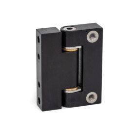 GN 7580 Aluminum Precision Hinges, Bronze Bearing Bushings, Used as Joint Finish: ALS - Anodized finish, black<br />Inner leaf type: D - Radial fastening with tapped insert<br />Outer leaf type: B - Tangential fastening with tapped insert