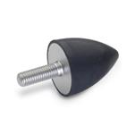 Rubber Vibration / Shock Absorption Mounts, Conical Type, with Stainless Steel Components, with Threaded Stud
