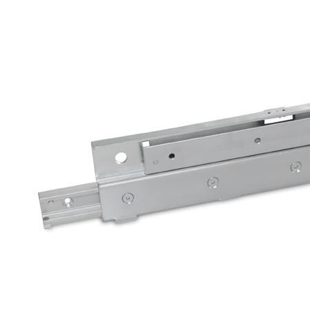 GN 2406 Steel Telescopic Linear Slides, with Full Extension, with S-Shaped Intermediate Profile 