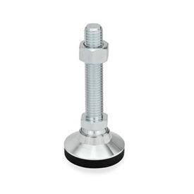 GN 343.2 Steel Leveling Feet, Threaded Stud Type, with or without Plastic / Rubber Cap Type: KSE - With plastic cap, gliding, ESD compliant