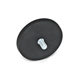 GN 51.3 Neodymium-Iron-Boron Retaining Magnets, with Threaded Stud, with Rubber Jacket Color: SW - Black