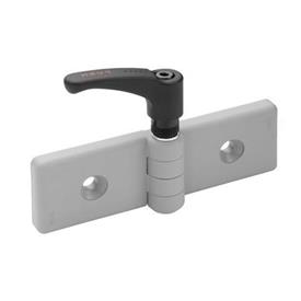 EN 159 Technopolymer Plastic Hinges, for Profile Systems Color: LG - Gray, matte finish<br />Identification no.: 2 - With safety adjustable levers