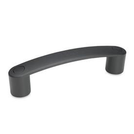 EN 628 Technopolymer Plastic Bridge Handles, Ergostyle®, with Counterbored Mounting Holes or Tapped Inserts Color of the cover cap: DSG - Black-gray, RAL 7021, matte finish