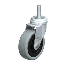  LRA-VPA Steel, Gray Rubber Wheel Swivel Casters with Bolt Hole Mounting, Standard Bracket Series Type: G-GS - Plain bearing with threaded stem