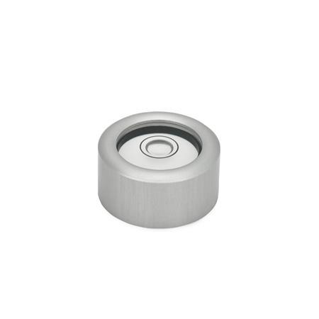 GN 2279 Aluminum Bull's Eye Spirit Levels, for Surface Mounting Material / Finish: ALN - Anodized finish, natural color