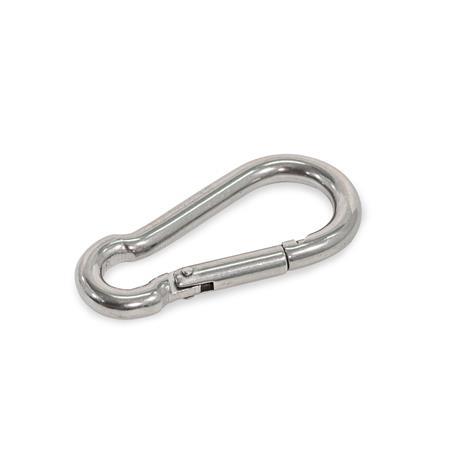 GN 5299 Steel / Stainless Steel Carabiners Type: C - Open eye
Material: A4 - Stainless steel