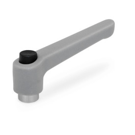 WN 303.1 Plastic Adjustable Levers with Push Button, Tapped or Plain Bore Type, with Stainless Steel Components Lever color: GS - Gray, RAL 7035, textured finish<br />Push button color: S - Black, RAL 9005