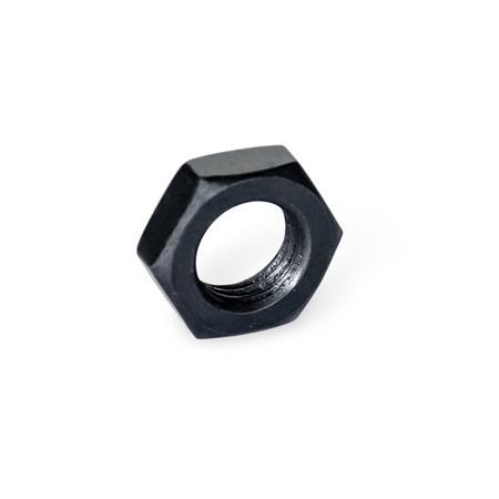 ISO 8675 Tuercas hexagonales delgadas de acero, con rosca métrica fina Acabado: BT - Acabado ennegrecido